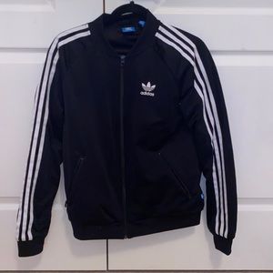 Classic black and white Adidas zip up